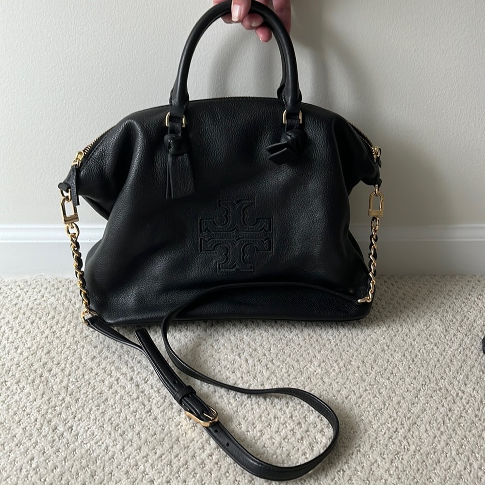 Tory Burch black leather tote bag
